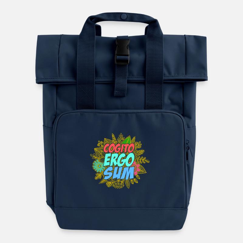 Cogito ergo sum - Rolltop Rucksack mit zwei Griffen - Navy