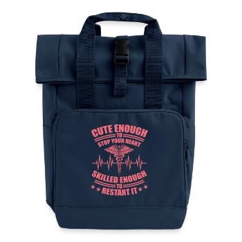 Hübsche Krankenschwester MFA Geschenk - Rolltop Rucksack mit zwei Griffen - Navy - Vorne