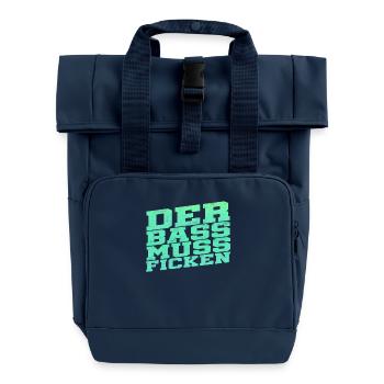 Der Bass muss ficken - Rolltop Rucksack mit zwei Griffen - Navy - Vorne