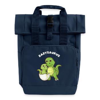 Babysaurus - Funny Family Matching Gift - Roll Top Backpack with Two Handles - navy - Front