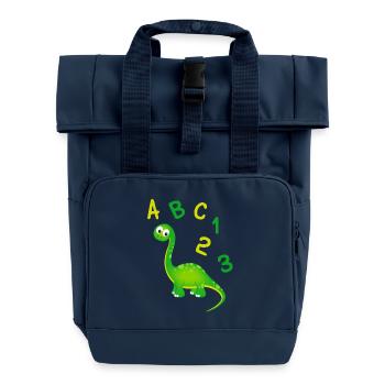 Schulanfang 1. Klasse Einschulung - Rolltop Rucksack mit zwei Griffen - Navy - Vorne
