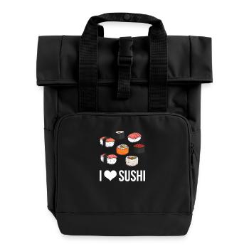 Sushi I Love Sushi Asian Cuisine Fast Food - Roll Top Backpack with Two Handles - black - Front