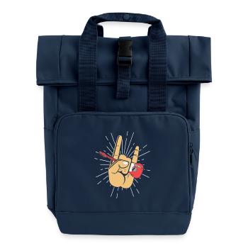 Heavy Metal Teufelshörner E-Gitarre - Rolltop Rucksack mit zwei Griffen - Navy - Vorne