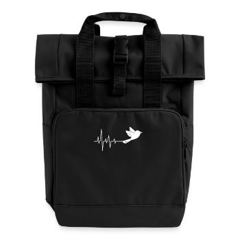 Weiße Taube Herzschlag - Rolltop Rucksack mit zwei Griffen - Schwarz - Vorne