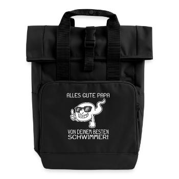 Alles gute Papa Vatertag Geschenk - Rolltop Rucksack mit zwei Griffen - Schwarz - Vorne