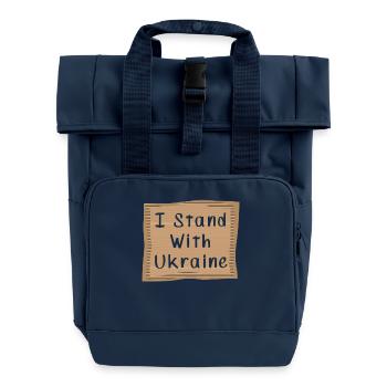 I stand with Ukraine - Roll Top Backpack with Two Handles - navy - Front