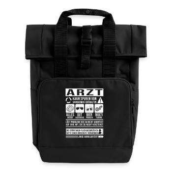 Arzt Spruch lustig - Rolltop Rucksack mit zwei Griffen - Schwarz - Vorne