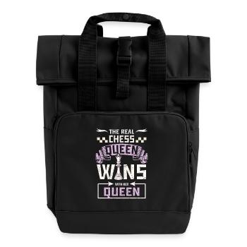 The real chess queen wins with her queen - Roll Top Backpack with Two Handles - black - Front