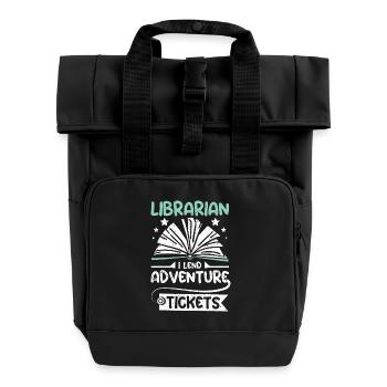 Librarian I lend adventure tickets - Roll Top Backpack with Two Handles - black - Front