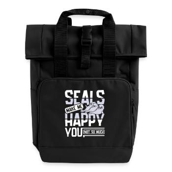 Seals make me happy you not so much - Roll Top Backpack with Two Handles - black - Front