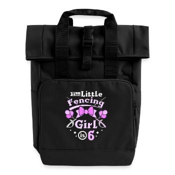 6th birthday this little fencing girl is 6 - Roll Top Backpack with Two Handles - black - Front