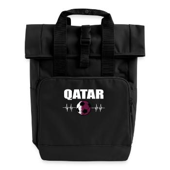Qatar Football - Roll Top Backpack with Two Handles - black - Front