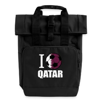 Qatar Football - Roll Top Backpack with Two Handles - black - Front