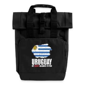 Uruguay Fahne - Rolltop Rucksack mit zwei Griffen - Schwarz - Vorne