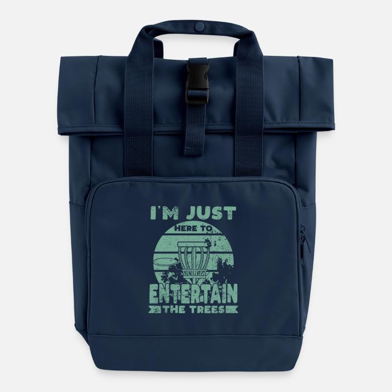 Disc Golf Quote - Roll Top Backpack with Two Handles - navy