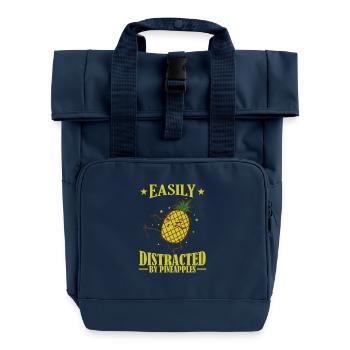 Easily Distracted by Pineapples Frucht - Rolltop Rucksack mit zwei Griffen - Navy - Vorne