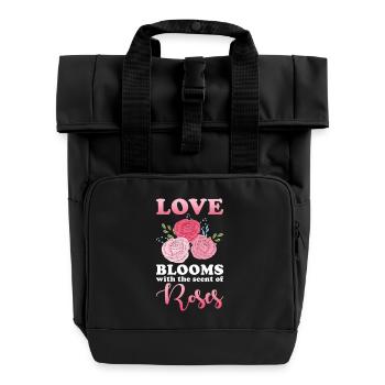 Rosenblüten Rosen Aroma Rosengarten - Rolltop Rucksack mit zwei Griffen - Schwarz - Vorne