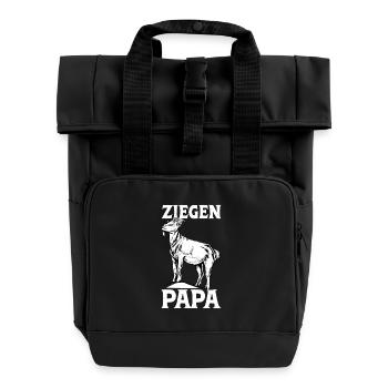 Ziegenliebhaber - Ziegen Papa - Rolltop Rucksack mit zwei Griffen - Schwarz - Vorne