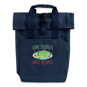 Zoodles Zucchini Pasta Saying - Roll Top Backpack with Two Handles - navy - Front