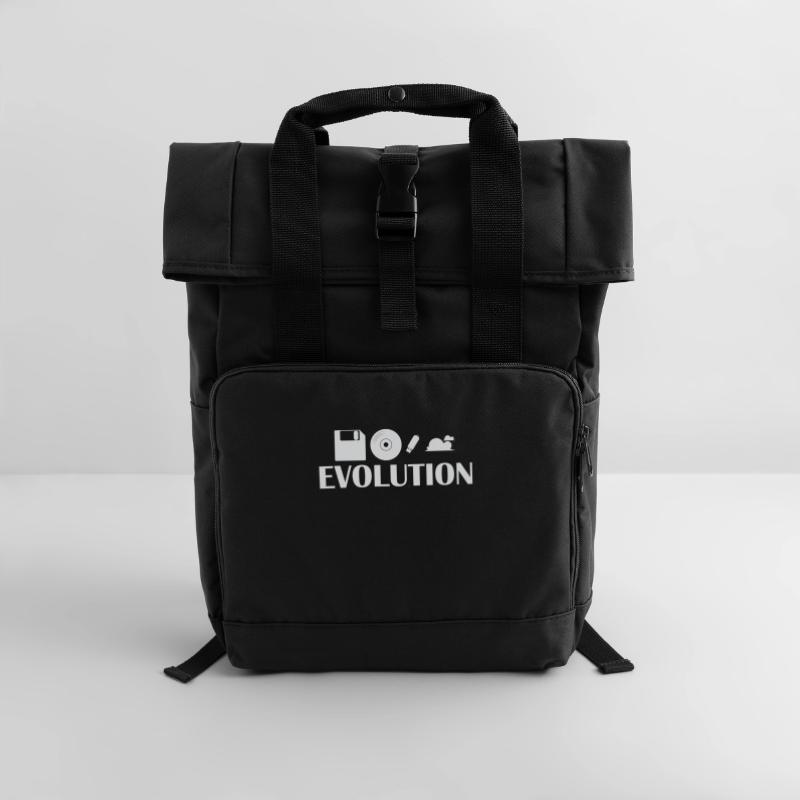 Evolution Floppy CD USB Stick Cloud Roll Top Backpack with Two Handles