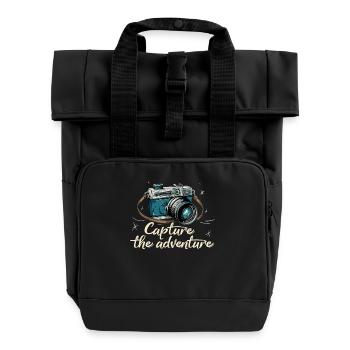 Capture The Adventure Retro Camera - Roll Top Backpack with Two Handles - black - Front