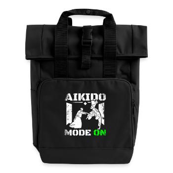 Aikido mode on - Roll Top Backpack with Two Handles - black - Front