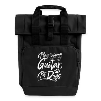 Dog owner Play guitar pet dogs - Rolltop Rucksack mit zwei Griffen - Schwarz - Vorne