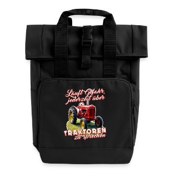 Oldtimer Traktor Landwirt Traktorliebhaber Humor - Rolltop Rucksack mit zwei Griffen - Schwarz - Vorne