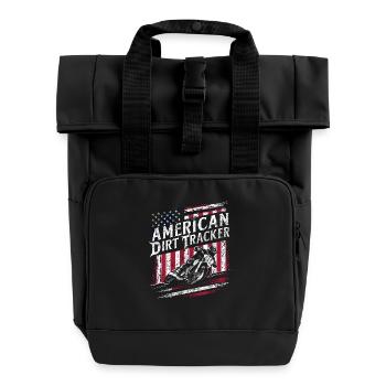 Amerikanischer Flat Track Biker - Rolltop Rucksack mit zwei Griffen - Schwarz - Vorne