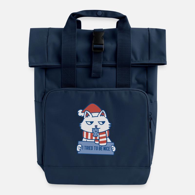 Ich habe versucht, eine nette Weihnachtskatze zu sein - Rolltop Rucksack mit zwei Griffen - Navy