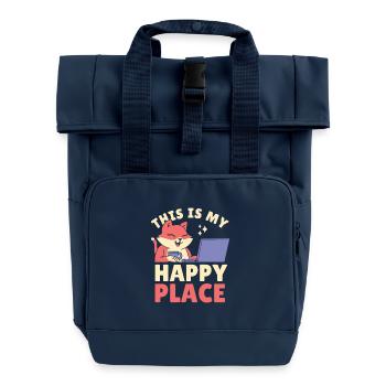 This Is My Happy Place - Roll Top Backpack with Two Handles - navy - Front