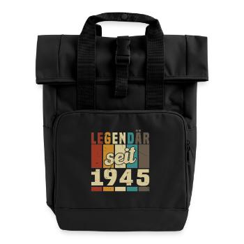 Legende seit 1945 Geburtstagsgeschenk - Rolltop Rucksack mit zwei Griffen - Schwarz - Vorne