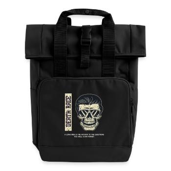 Drucke für Biker und Motorradfahrer - Rolltop Rucksack mit zwei Griffen - Schwarz - Vorne