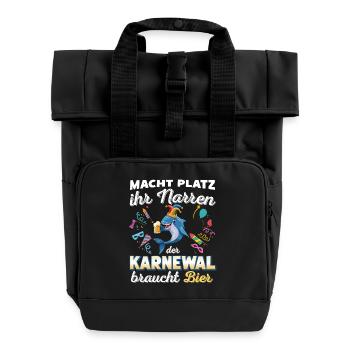 Confetti Carnival Carnival Fun Design - Roll Top Backpack with Two Handles - black - Front