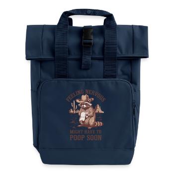 Irritable Bowel Syndrom Cowboy Raccoon Cowboy - Roll Top Backpack with Two Handles - navy - Front
