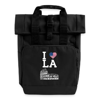 Ich liebe Los Angeles Cool Heart Flagge Kolosseum Wortspiel - Rolltop Rucksack mit zwei Griffen - Schwarz - Vorne