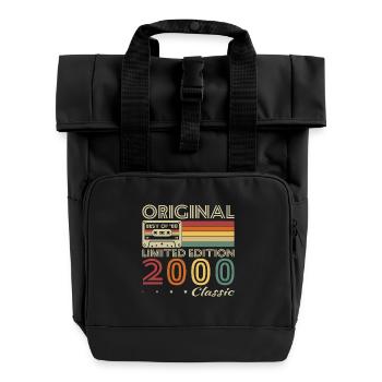 2000 Vintage Retro Birthday Gift - Roll Top Backpack with Two Handles - black - Front