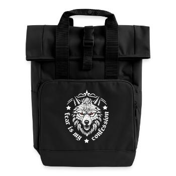 Fear - Roll Top Backpack with Two Handles - black - Front