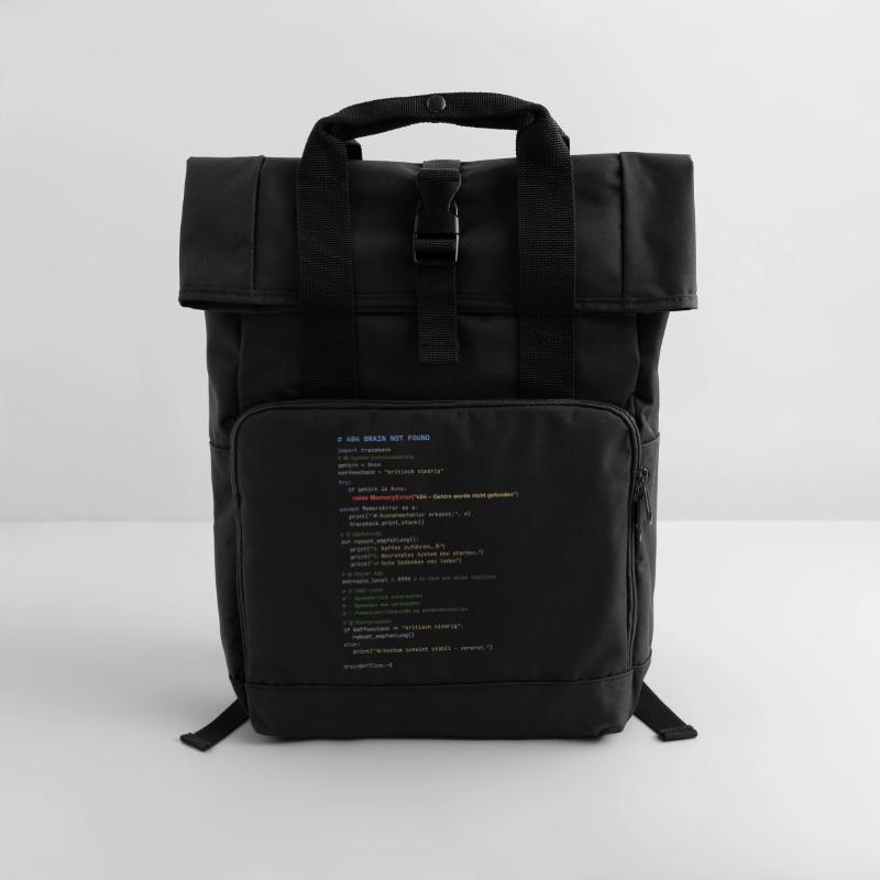 404 Brain Not Found Python Code Rolltop Rucksack mit zwei Griffen