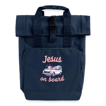 Jesus an Board Cabrio Spruch christlicher Fahrer - Rolltop Rucksack mit zwei Griffen - Navy - Vorne