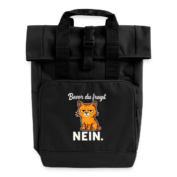 Before you ask – No! Sarcastic Cat - Roll Top Backpack with Two Handles - black - Front