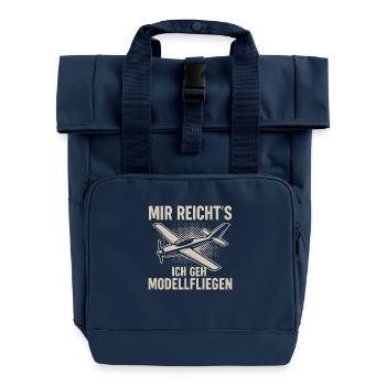I've had enough – I'm going model flying - Roll Top Backpack with Two Handles - navy - Front