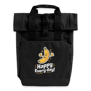 HAPPY EVERY DAY - Roll Top Backpack with Two Handles - black - Front