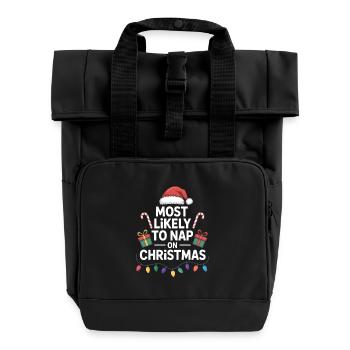 Am ehesten um an Weihnachten ein Nickerchen zu machen - Rolltop Rucksack mit zwei Griffen - Schwarz - Vorne