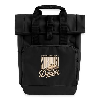 Local Sourdough Dealer - Roll Top Backpack with Two Handles - black - Front