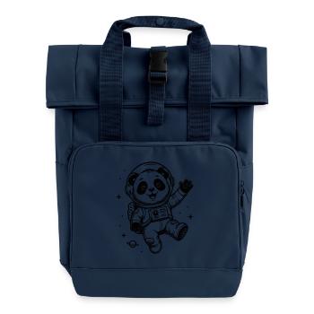 Astronaut Panda Weltraum Winken Abenteuer - Rolltop Rucksack mit zwei Griffen - Navy - Vorne