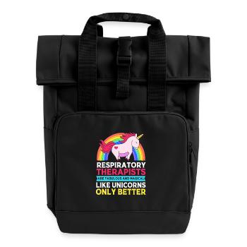 Atmung Atmen Sauerstoff - Rolltop Rucksack mit zwei Griffen - Schwarz - Vorne