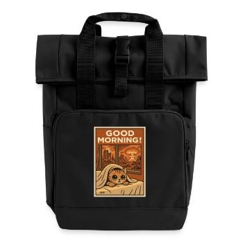 Guten Morgen: Apokalyptisches Kätzchen - Rolltop Rucksack mit zwei Griffen - Schwarz - Vorne