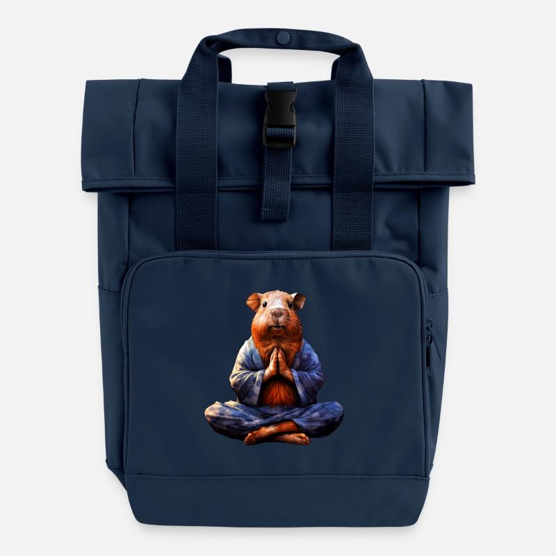 Yoga Cochon d’Inde - Sac à dos Roll Top à deux anses - bleu marine