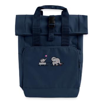 Big elephant attracts little elephant - Roll Top Backpack with Two Handles - navy - Front